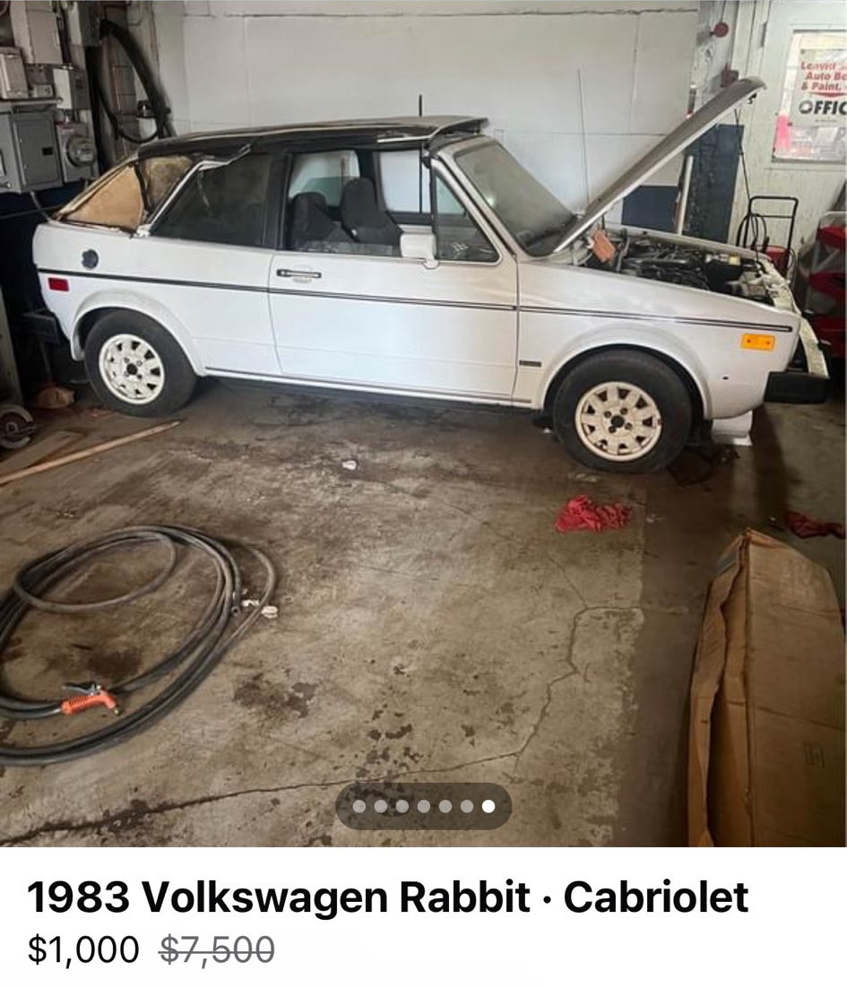 1983 Volkswagen Rabbit - Cabriolet - $1,000