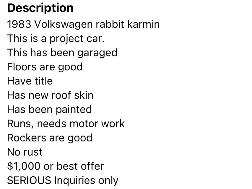The description of the car